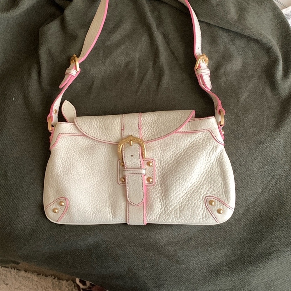 Dooney & Bourke Pink and White Mini Bag with Goldtone Hardware